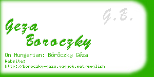 geza boroczky business card